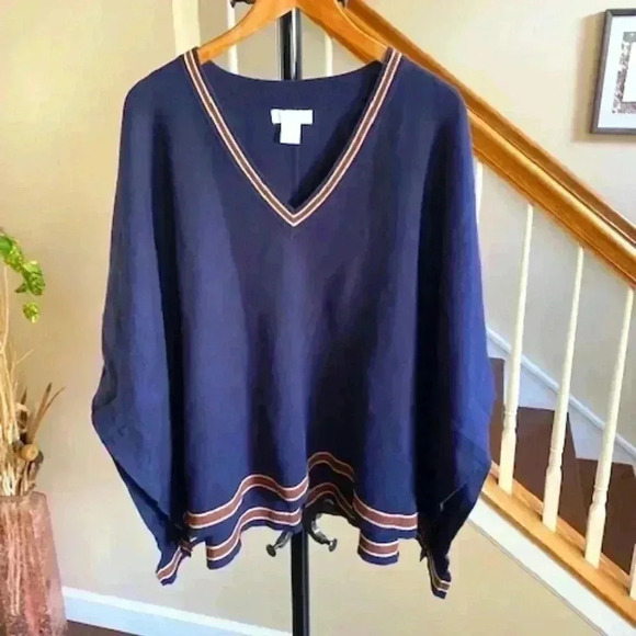 House of Harlow 1960 Blue Navy V-Neck Poncho O/S NWOT - Picture 2 of 9